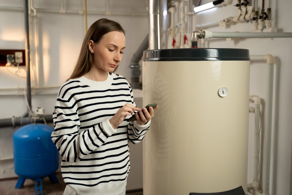woman calling great basin plumbing for water heater repair